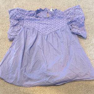 a new day Purple Eyelet Top